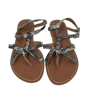 BP Womens 8M Snakeskin Strappy Flat Sandals Buckle Closure Open Toe Summer Sun